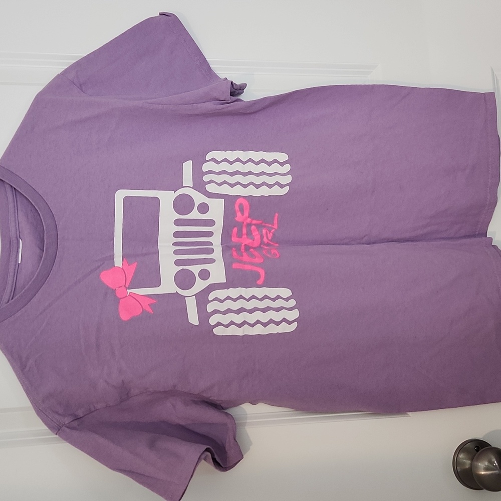 Purple Jeep Girl T-Shirt with Pink Bow